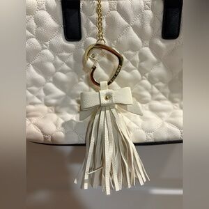 Betsey Johnson Large Bow Tassel Purse Charm Keychain Coquette Style